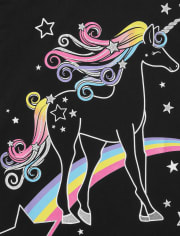 Camiseta con estampado de arcoíris de unicornio para niñas
