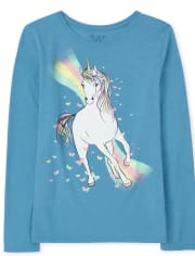 Camiseta con gráfico de unicornio para niñas