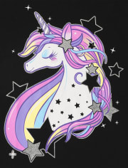 Camiseta con estampado de estrellas de unicornio para niñas