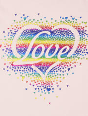 Girls Love Rainbow Heart Graphic Tee