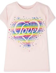 Girls Love Rainbow Heart Graphic Tee
