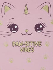 Girls Paw-Sitive Vibes Graphic Tee