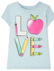 Les filles aiment les fournitures scolaires T-shirt graphique