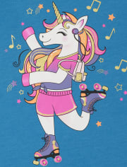 Girls Unicorn Skating Graphic Tee
