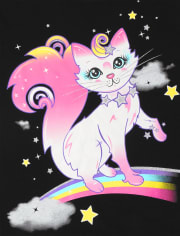 Girls Rainbow Cat Graphic Tee