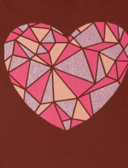 T-shirt graphique à cœur géométrique pour filles