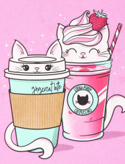Girls Kitten Frappuccino Graphic Tee