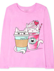 Girls Kitten Frappuccino Graphic Tee