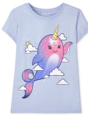 Camiseta con estampado Narwhal para niñas