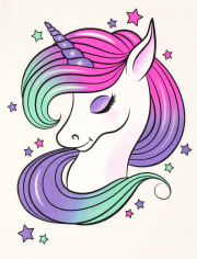 Camiseta con estampado de cabello de unicornio arcoíris para niñas