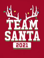 Camiseta unisex con gráfico de Papá Noel del equipo familiar a juego para niños