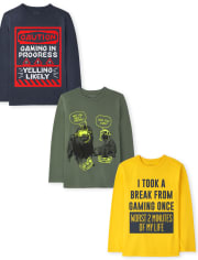 Pack de 3 camisetas con gráficos de humor para videojuegos para niños