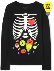 Womens Mommy And Me Glow Candy Skeleton Graphic Tee