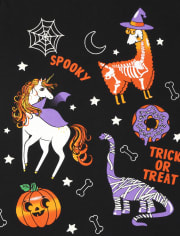 Girls Glow Halloween Animals Graphic Tee