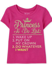 Camiseta con gráfico de la lista de tareas de la princesa para bebés y niñas pequeñas