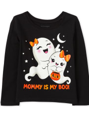 Camiseta con estampado de fantasmas para bebés y niñas pequeñas
