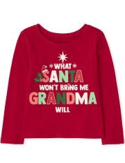 Baby and Toddler Girls Santa Grandma Graphic Tee
