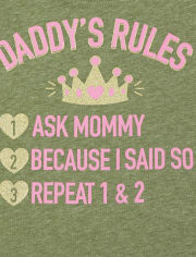 Camiseta con gráfico de reglas de papá para bebés y niñas pequeñas