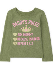 Camiseta con gráfico de reglas de papá para bebés y niñas pequeñas