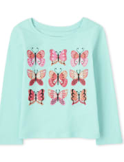 Camiseta con estampado de mariposas para bebés y niñas pequeñas