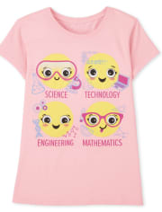 Camiseta con estampado de emoji escolar para niñas
