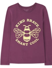 Camiseta con estampado de Bee Kind Brave Smart Cool para niñas