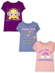 Lot de 3 t-shirts graphiques pour filles