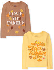 Lot de 2 t-shirts graphiques d'automne pour filles