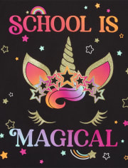 Paquete de 3 camisetas con gráfico Unicorn School para niñas