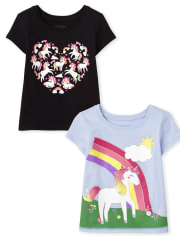 Toddler Girls Unicorn Graphic Tee 2-Pack