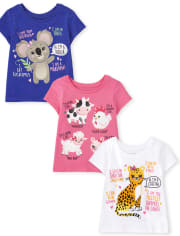 Toddler Girls Animal Graphic Tee 3-Pack