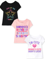 Toddler Girls Rainbow Family Graphic Tee 3-Pack