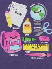 Camiseta con gráfico de útiles escolares para bebés y niñas pequeñas