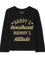 Baby and Toddler Girls Sweetheart Attitude Graphic Tee