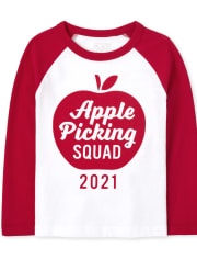 Camiseta unisex con estampado de manzanas familiares a juego para niños pequeños