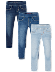 Lot de 3 jeggings en denim stretch pour fille