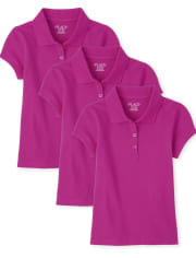 Girls Uniform Ruffle Pique Polo 3-Pack