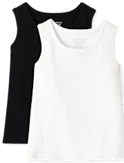Niños pequeños Niña Ribbed Camisetas sin mangas Top 2-Pack