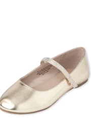 Ballerines métalliques ornées de bijoux pour fille