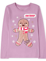 Camiseta con estampado de pan de jengibre para niñas
