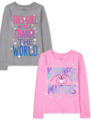 Lot de 2 t-shirts graphiques Kindness pour filles