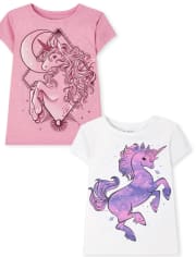 Girls Unicorn Graphic Tee 2-Pack