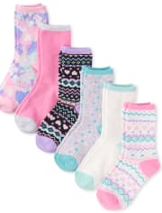 Girls Fairisle Crew Socks 6-Pack