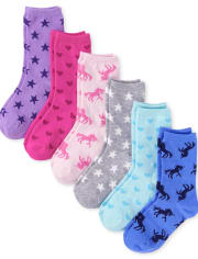 Girls Star Crew Socks 6-Pack