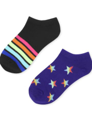 Paquete de 6 calcetines tobilleros arcoíris para niñas