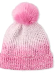 Chapeau ombré confortable à pompons pour filles