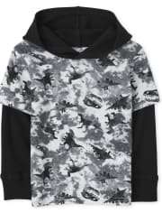 Toddler Boys Dino Thermal 2 In 1 Hooded Top