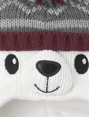 Toddler Boys Polar Bear Hat And Mittens Set