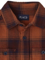 Boys Plaid Flannel Button Up Shirt