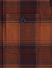 Boys Plaid Flannel Button Up Shirt